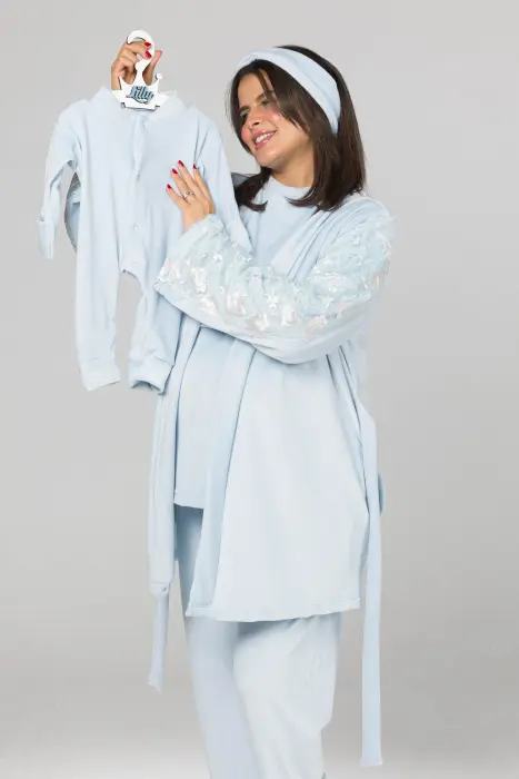 Soft elegance matching pijama set in baby blue (8 pcs) image 9