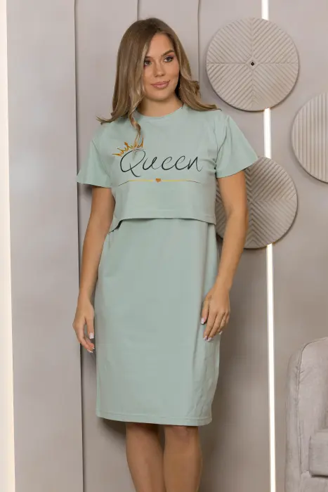 Queen mom nursing night shirt in mint image 1