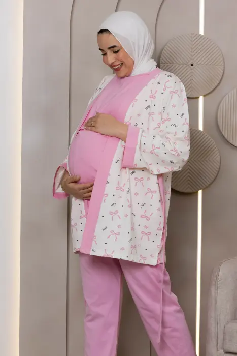 Sweet bows matching pijama set in pink (8 pcs) image 2