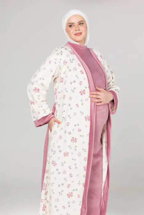 Sweet bows matching maxi robe & dress set in pink (7 pcs) image 4