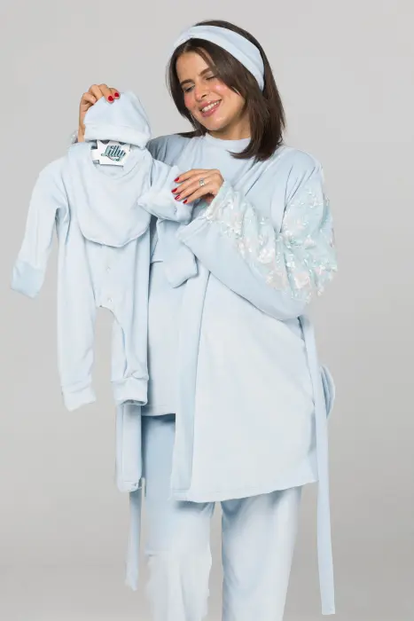 Soft elegance matching pijama set in baby blue (8 pcs) image 7