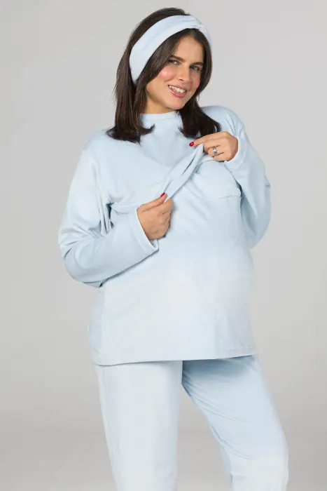 Soft elegance matching pijama set in baby blue (8 pcs) image 10
