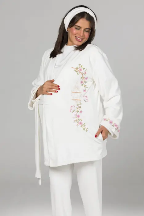 Blush garden embroidered matching pijama set (8 pcs) image 2