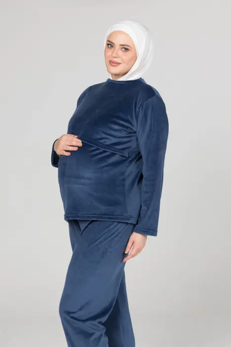 Royal matching pijama set in dark blue (8 pcs) image 8