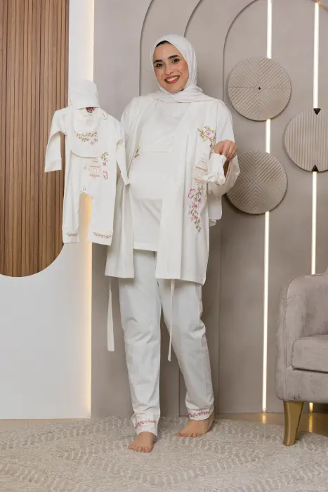 Blush garden embroidered matching pijama set (8 pcs) image 3