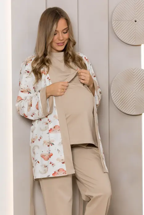 Cloud embrace matching pijama set in beige (8 pcs) image 6