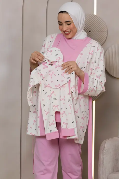Sweet bows matching pijama set in pink (8 pcs) image 4