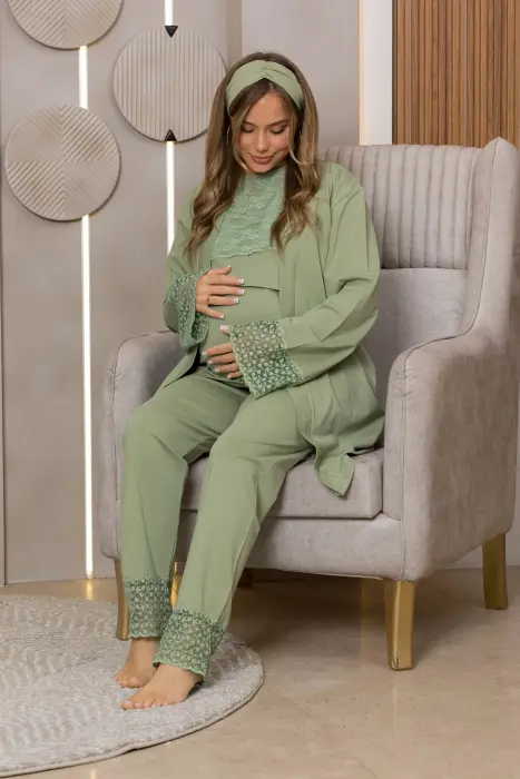 Soft elegance matching pijama set in olive (8 pcs) image 3