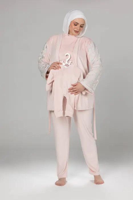 Soft elegance matching pijama set in body rose (8 pcs) image 0