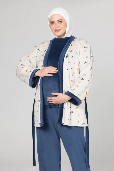 Royal matching pijama set in dark blue (8 pcs) image 3