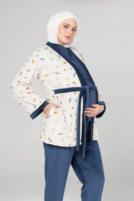 Royal matching pijama set in dark blue (8 pcs) image 4