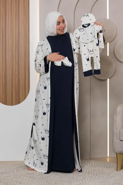 Queen matching maxi robe set in darkblue (7 pcs) image 0