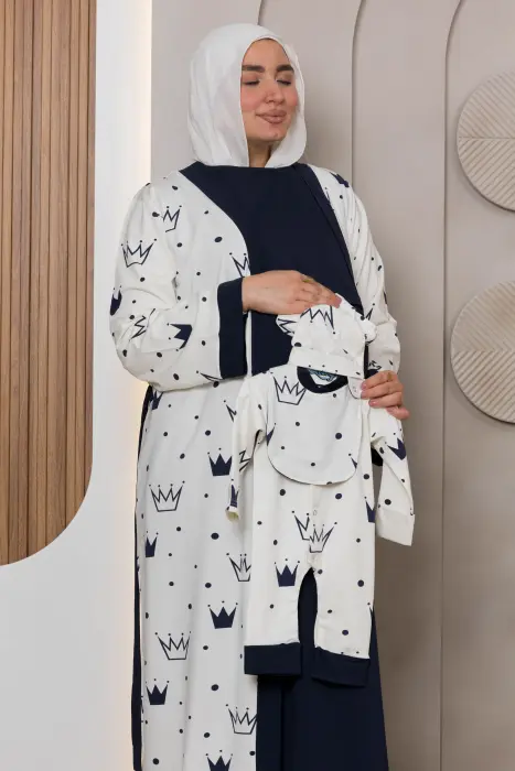 Queen matching maxi robe set in darkblue (7 pcs) image 4
