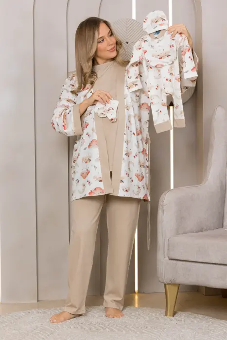Cloud embrace matching pijama set in beige (8 pcs) image 0