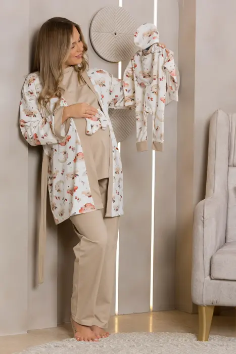 Cloud embrace matching pijama set in beige (8 pcs) image 4