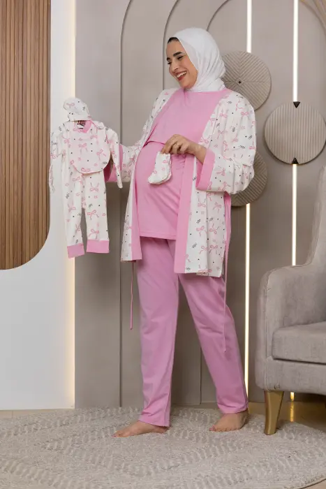 Sweet bows matching pijama set in pink (8 pcs) image 0