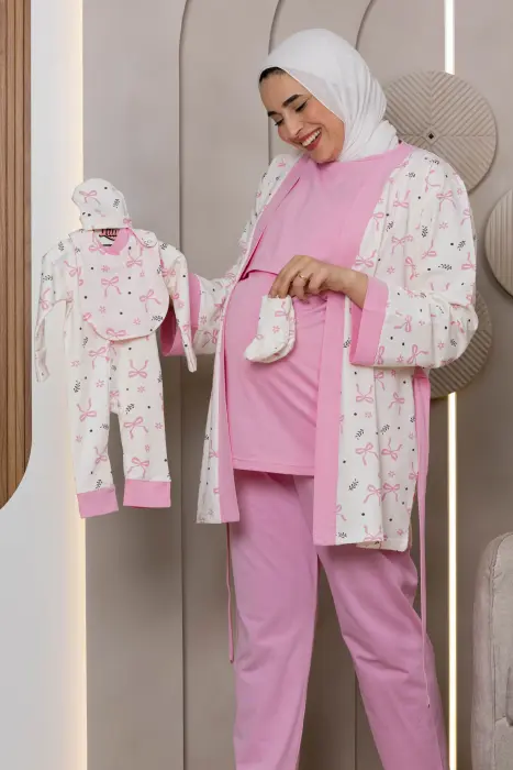 Sweet bows matching pijama set in pink (8 pcs) image 5