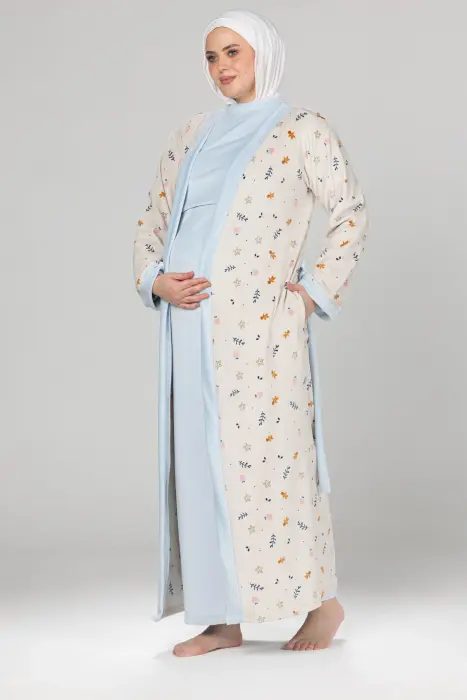 Royal matching maxi robe & dress set in baby blue (7 pcs) image 2