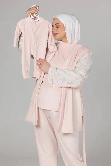 Soft elegance matching pijama set in body rose (8 pcs) image 9