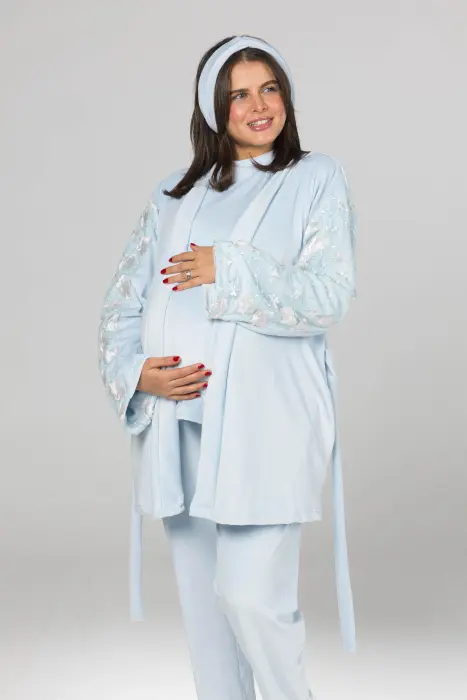 Soft elegance matching pijama set in baby blue (8 pcs) image 1