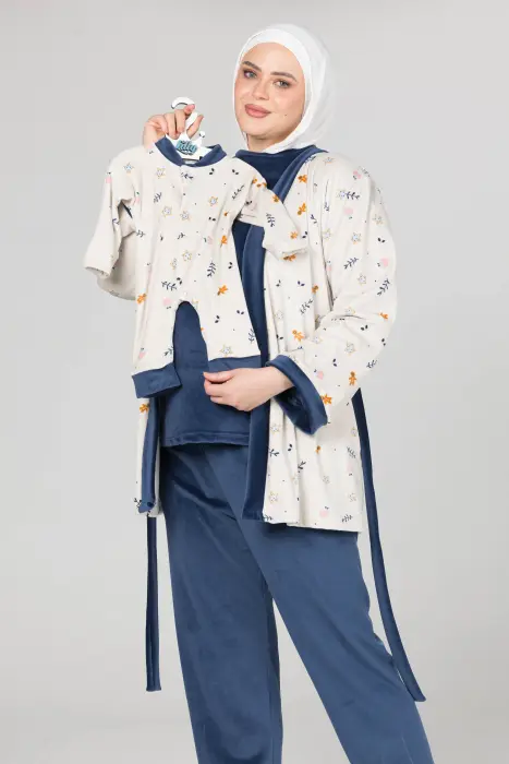 Royal matching pijama set in dark blue (8 pcs) image 6
