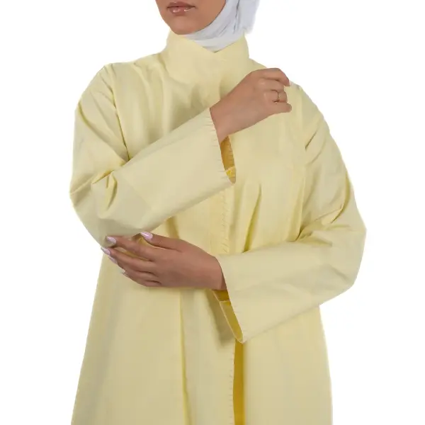 جاكيت صيفي تطريز يدوي قطن زارا مبطن-اصفر image 3