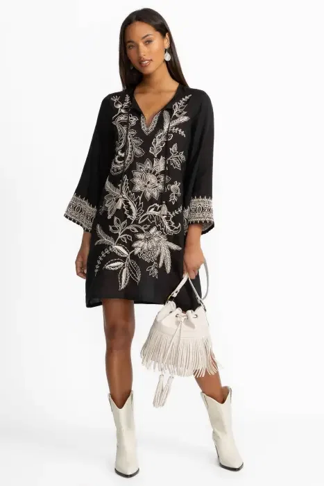 SLEEVE embroidered RELAXED DRESS image 1