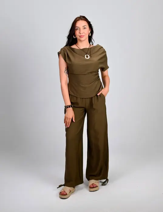 Elegant Linen Set - Off-Shoulder Chic image 1
