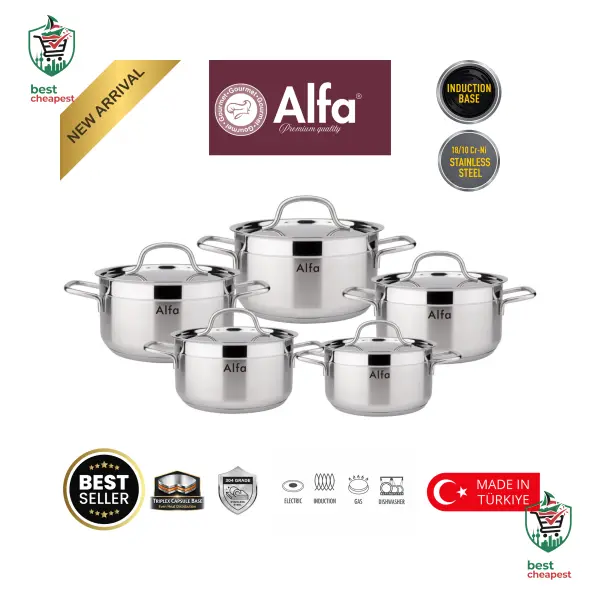 Alfa Stainless Steel Cookware Set 10 Pcs image 0