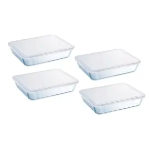 بايركس فرنسي طقم 4 قطع حافظات مع غطاء أبيض 1.5 لتر (22x17x6) سم image 0