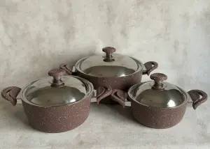 سافلون طقم 8 قطع طناجر قياس 28+24+20 سم   image 1
