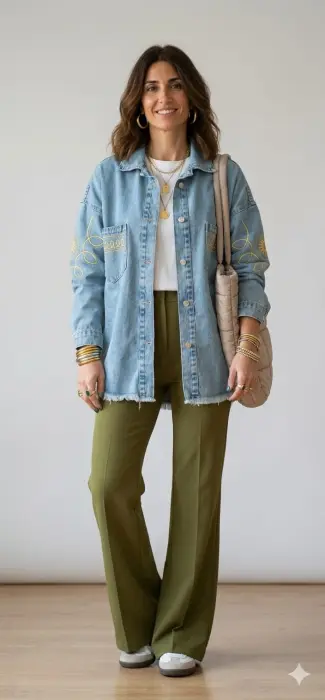 Denim embroidered shirt  image 0