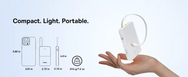 OS-Baseus EnerFill FC51 Bipow2 Pro Digital Display Power Bank  with Moon White image 7