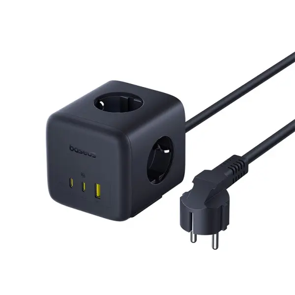 OS-Baseus EnerFill FA11 Cube Power Strip 3AC+1U+1C 67W 1.5m EU Cosmic Black image 3