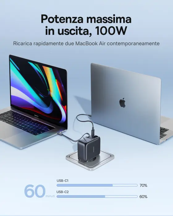 OS-Baseus EnerCore CJ11 Fast Charger with Retractable Cable 2C+U 100W EU Cluster Black image 2
