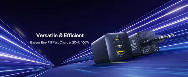 OS-Baseus EnerFill FE11 Fast Charger 2C+U 100W EU Cosmic Black image 4