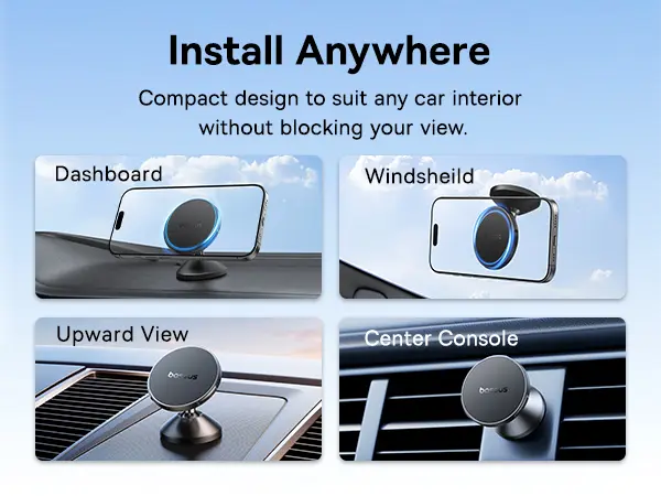 Baseus GoTrip DC1 Small Ears Magnetic Car Mount (Vertical type) Cosmic Black image 7