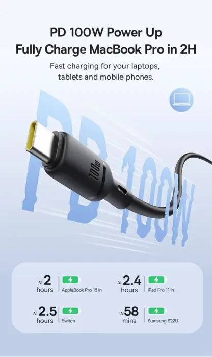Baseus Silky Series Fast Charging Cable Type-C to Type-C 100W 1m Cluster Black image 2