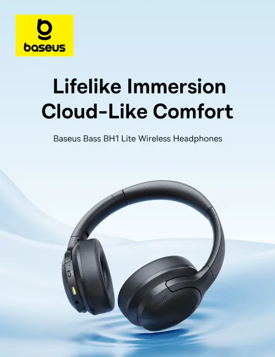 OS-Baseus Bass BH1 Lite Wireless Headphones Cosmic Black image 3