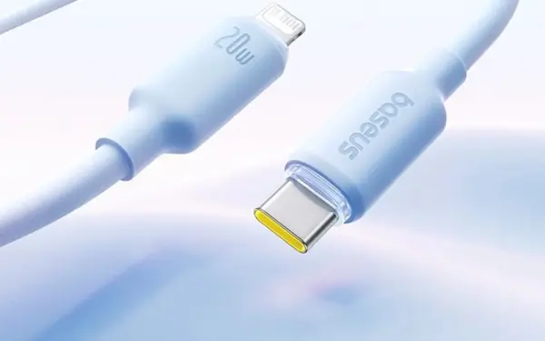 Baseus Foamed Silicone Fast Charging Data Cable USB-C to iP 20W Moon White 2m image 0