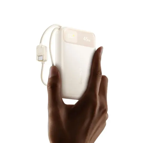 باور بنك بيسوس إنرفيل FC11 شاشة رقمية بكابلين USB-C مدمجين 20000mAh بقدرة 45W - بيج image 2