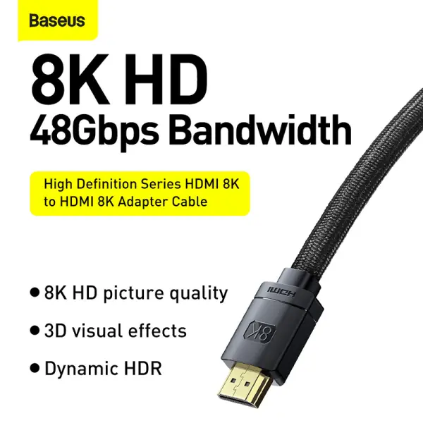 كابل اتش دي ام اي بيسوس Baseus High Definition يدعم دقة 8K بطول 3 متر - لون أسود image 1