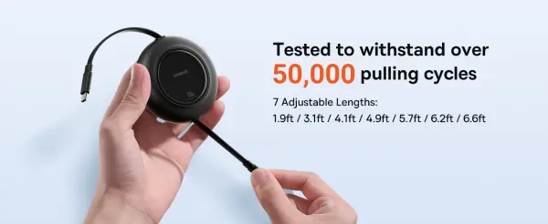 Baseus Free2Pull Mini Retractable Charging Cable USB-C to USB-C 100W 2m Cluster Black image 8