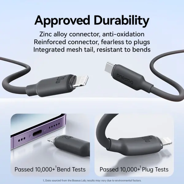 Baseus Foamed Silicone Fast Charging Data Cable USB-C to iP 20W Cosmic Black 2m image 3