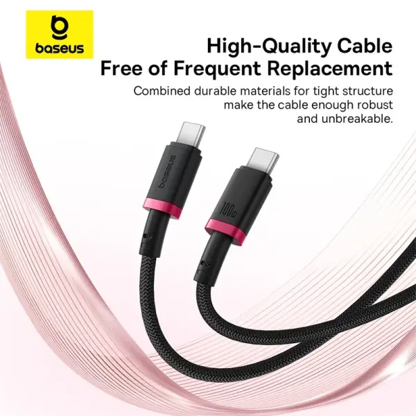 Baseus Dura Fast Charging Data Cable USB-C to USB-C 240W 1m Red Black image 2