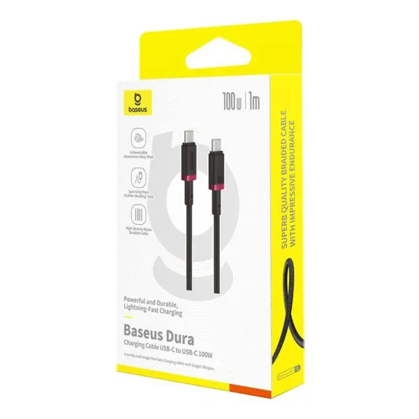 Baseus Dura Series Fast Charging Cable Type-C to Type-C 100W 1m Red+Black image 3