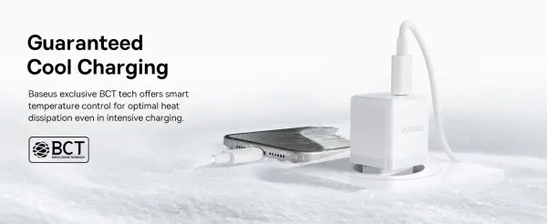 Baseus Palm Fast Charger 1C 20W EU Moon White  (with Baseus Mini White Cable USB-C to USB-C 60W (20V/3A) 1m Moon White) image 1