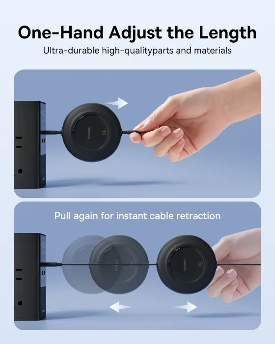Baseus Free2Pull Mini Retractable Charging Cable USB-C to USB-C 100W 2m Cluster Black image 7