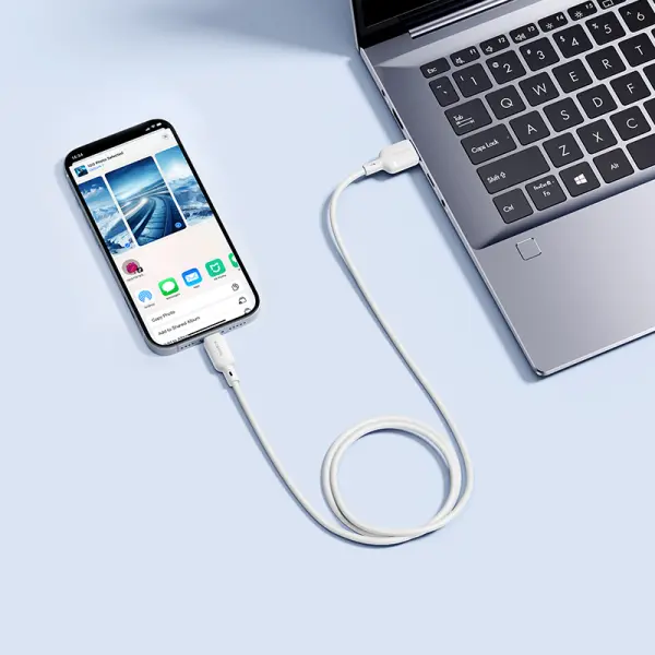 Baseus Silky Series Fast Charging Cable USB to iP 2.4A 1m Moon White image 3