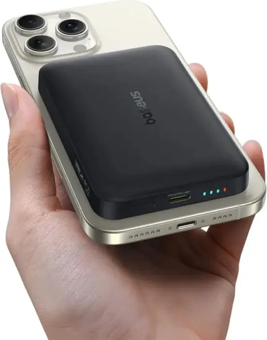 باور بانك مغناطيسي بيسوس EnerFill FM11 Ultra-Mini سعة 10000 مللي أمبير بقوة 22.5 واط - لون أسود  (مع كابل تايب سي) image 0